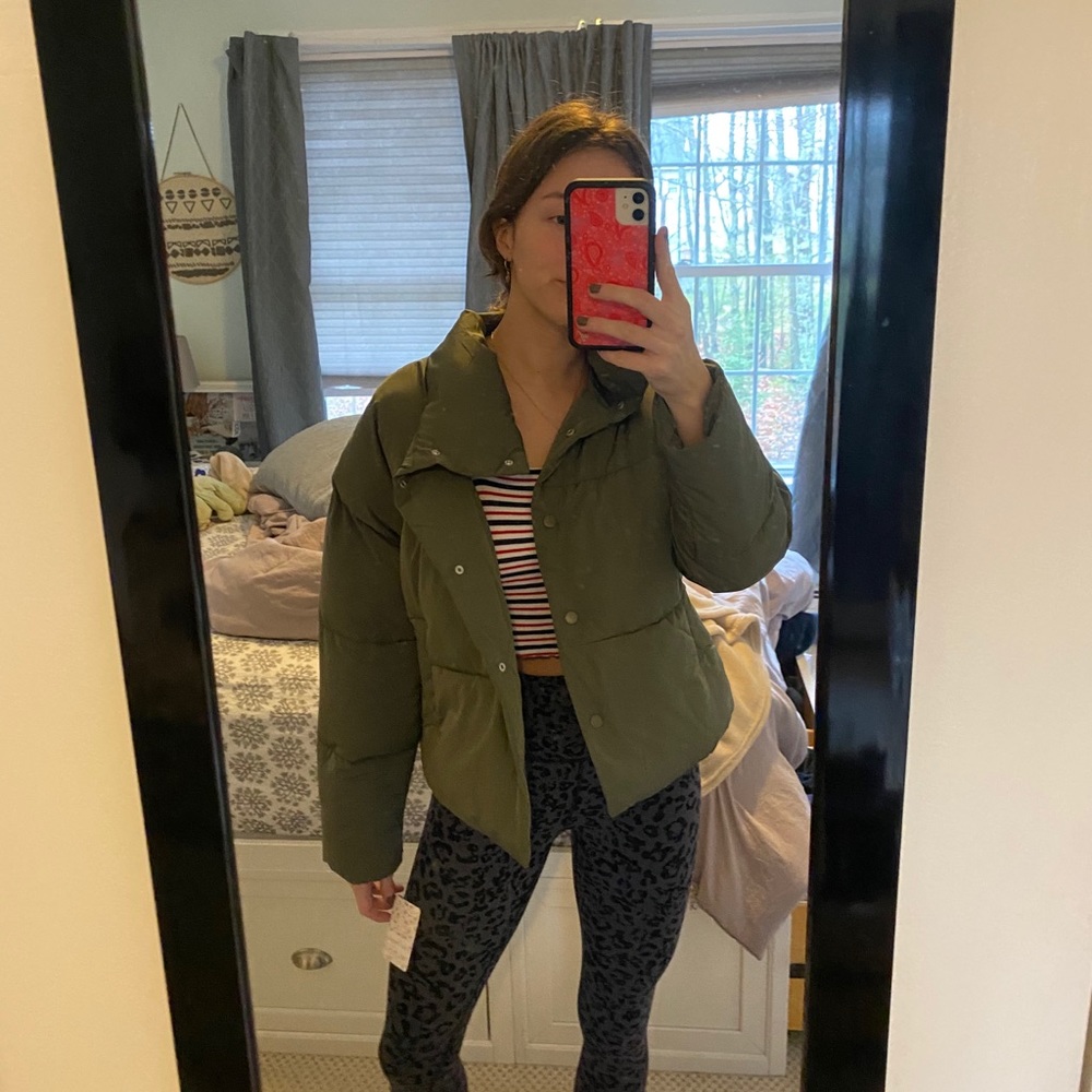 Free people green puffer coat